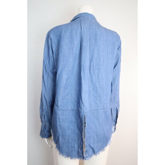 WOMEN'S BLUE DENIM BUTTON-UP TUNIC TOP - VELVET HEART - SIZE S - Picture 4 of 6
